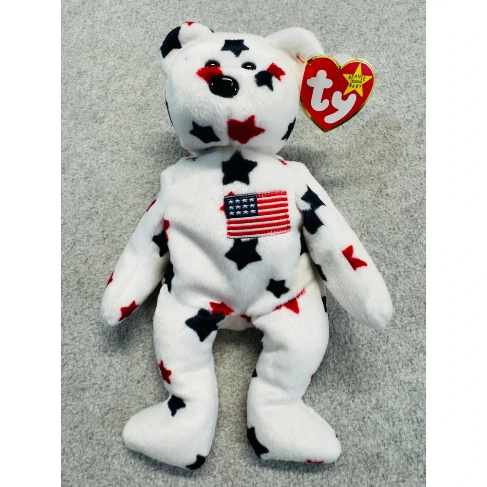 Ty Beanie Baby Glory Bear July 4 1997 American Flag Patriotic Plush w/ Tag